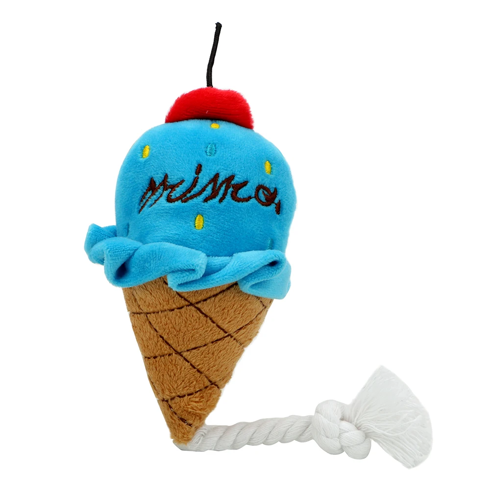 Blue NICEYARD мороженое музыкальная игрушка плюшевая кошка собака Жевательная мороженое Веревка игрушки для собак игрушка продукция для домашних животных - Цвет: Blue
