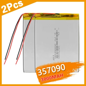

2Pcs Polymer Lithium Battery For GPS Mobile Backup Power 3.7V 357090 Model 3000MAH Large Capacity Rechargeable Cell Replacement