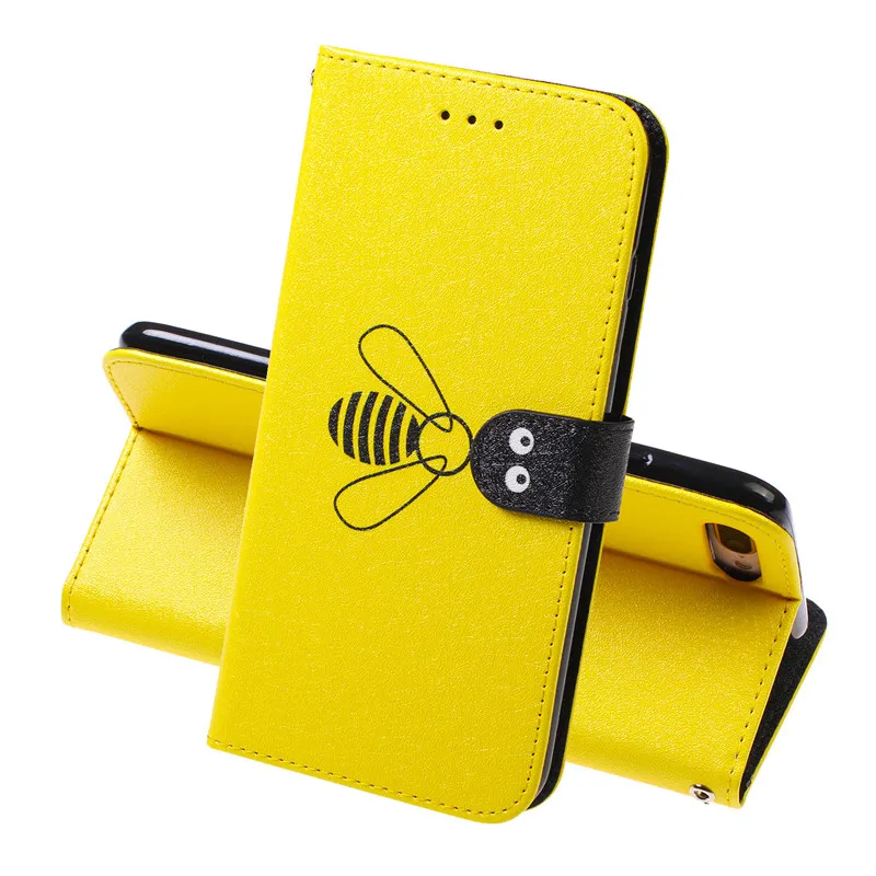 Шелковый узор honeybee откидная крышка для iPhone 6 6 S/6 Plus/6 S Plus/7 7 Plus/8 8 Plus сумка стоячий пенал с отделением для карт телефона сумки