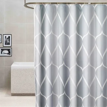 

Full Size Large Shower Curtain Waterproof Mildew Proof Punch-free Perforated Printing Bathroom Curtain