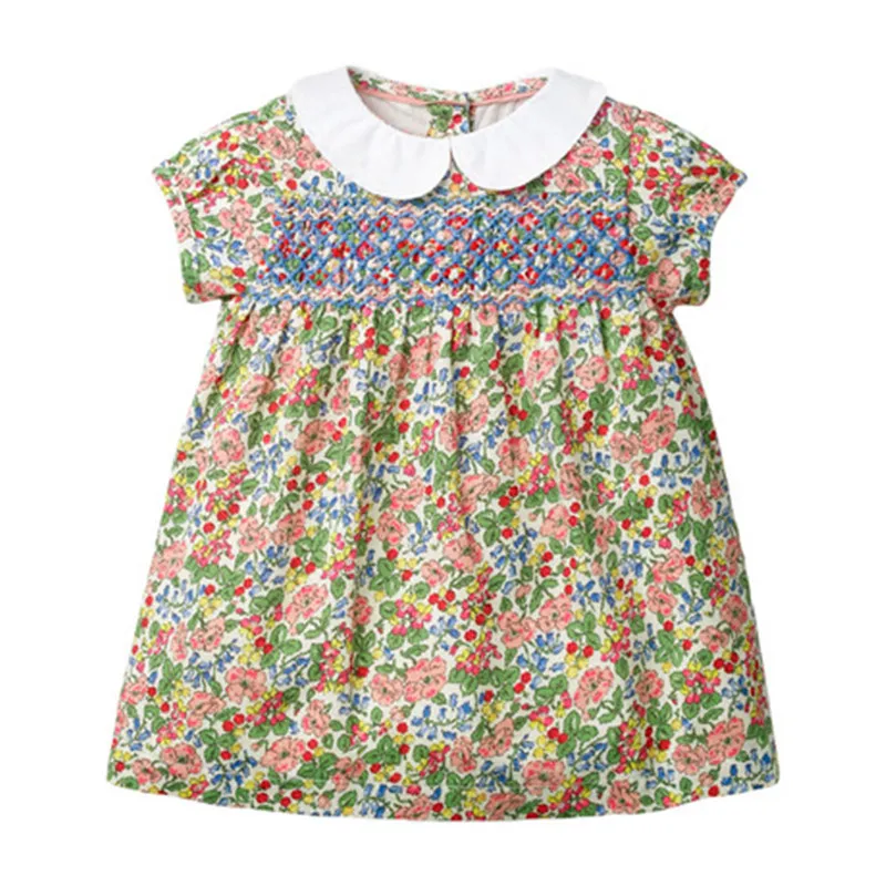 Little Maven 2020 Summer New Short sleeve Kids Girls Clothes Children kids girl Turn down collar Flower dress Dresses 2-7 Years | Детская