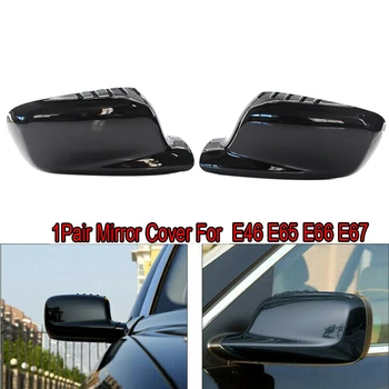 

Pair Rear View Mirror Covers Side Mirror Caps For-BMW E46 3-Series E65 E66 E67 7-Series 745I 750I Gloss Black