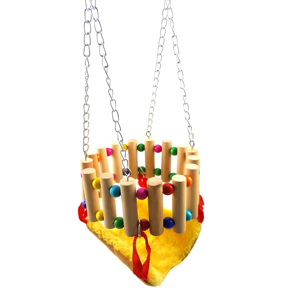Cute Small Squirrel Swing Fun Toy Pets Hamster Hammock Hanging Birds Cage Nest Colorful Bed Pets Supplies For Small Animals - Цвет: Yellow Hammock