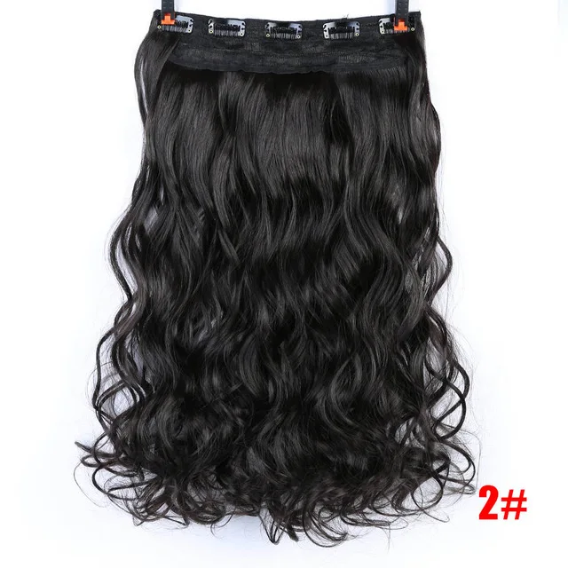 DIFEI Synthetic 24 Inch 5 Clip Long curly Women Clip in Hair Extensions Black Brown High Tempreture Hair Piece T27/30/4
