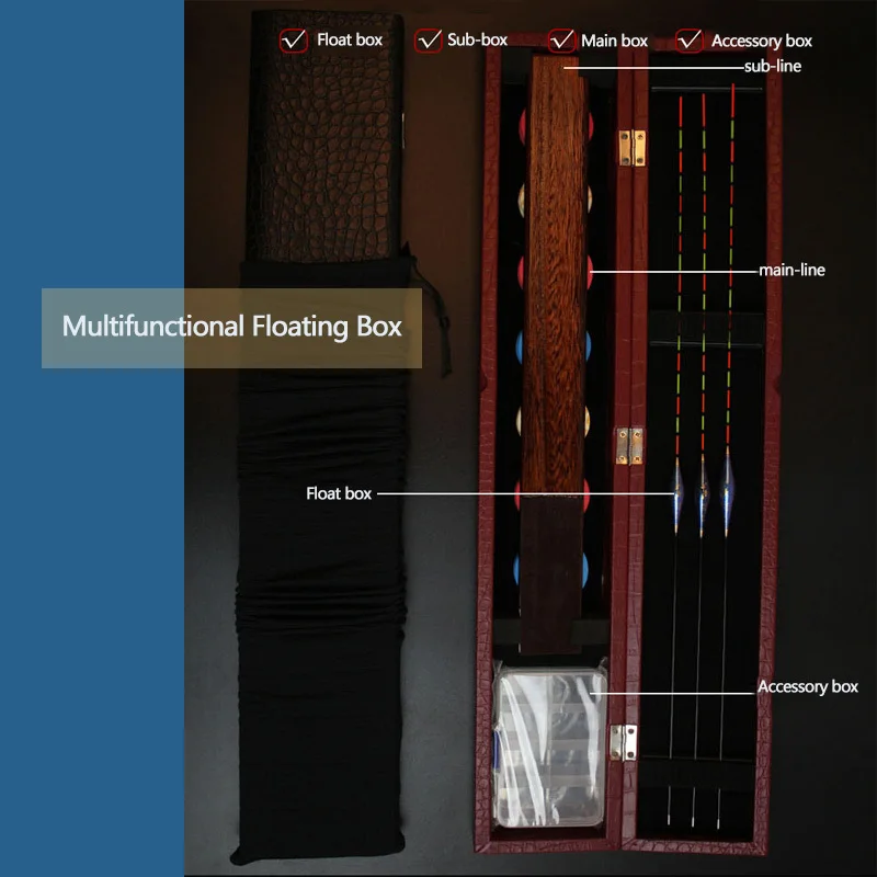 

RQNQ 1PCS 2021 New leather appearance paulownia buoy storage box large capacity float buoy box fishing tackle box