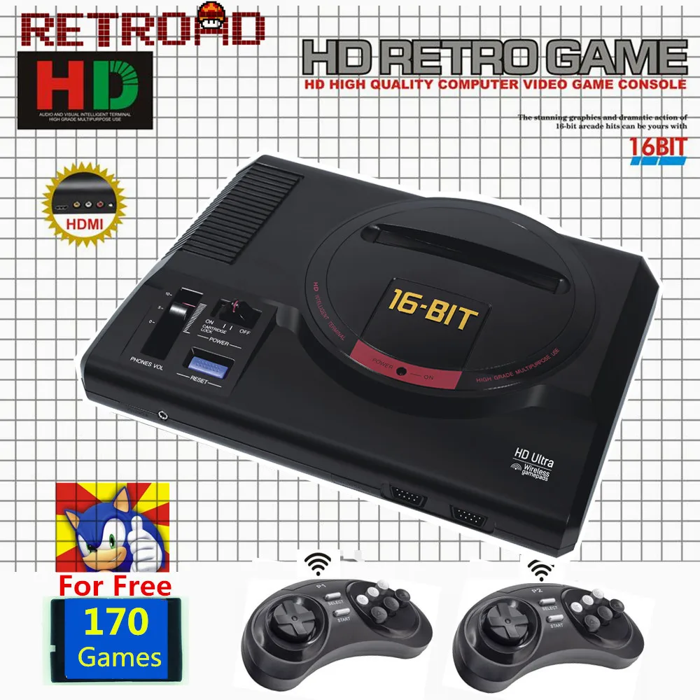 Ретро ZD06 новая версия 16 бит MD Genesis ТВ игровая консоль HDMI RCA Дисплей беспроводные