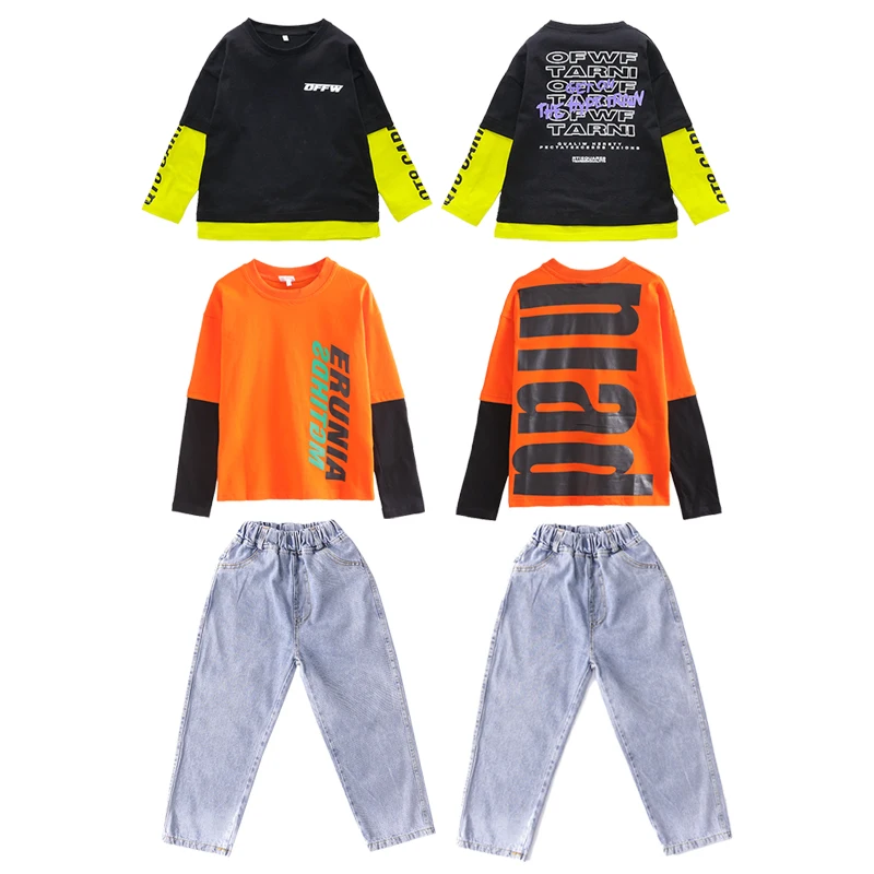 Children Hip Hop Festival outfits Sweatshirt Casual Pants Clothing For Girl Boys Jazz Dance Costume Wear Kids rave clothes