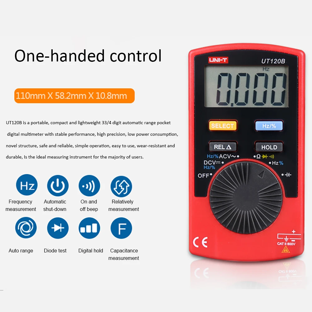 Ручной цифровой мультиметр UT120A UT120B UT120C измеритель напряжения 4000 дисплей с