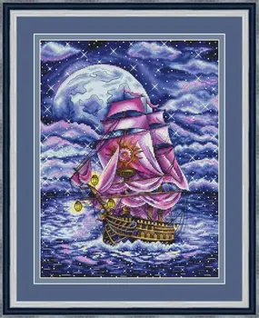 

t-MM Gold Collection Counted Cross Stitch Kit Cross stitch RS cotton with cross stitch Sailboats under the stars