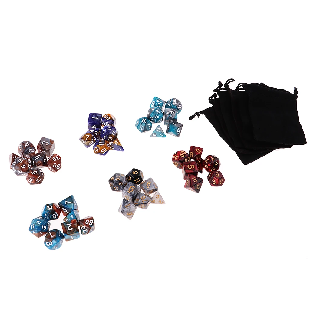 42 шт многогранные кости двухцветные D20 D12 D10 D8 D6 D4 настольные игры игрушки