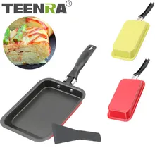 TEENRA Сковорода в японском стиле с лопаткой, антипригарная квадратная сковорода для яиц, кухонная кастрюля для завтрака