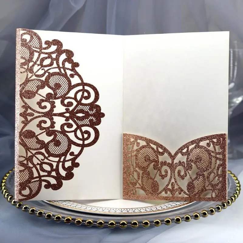  10pcs/pack Laser Cut Wedding Greeting Invitation Card Cover Personalized Hollow Business Engagement - 4000265555914