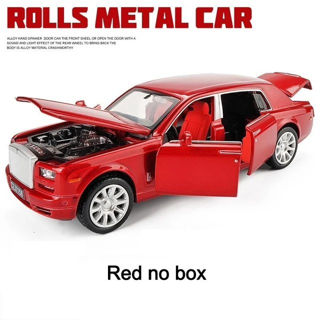 1/32 Rolls Royce Phantom черный корпус из литого сплава звук и светильник обратно на шесть дверей блестящая детская роскошная модель игрушечного автомобиля - Цвет: Red no box