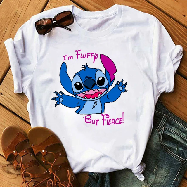 Kawaii Disney Cartoon Stitch T Shirt Men/Women Ohana Lilo Stitch Graphic Tees  Anime Summer Tops Harajuku T-shirt Female 61918