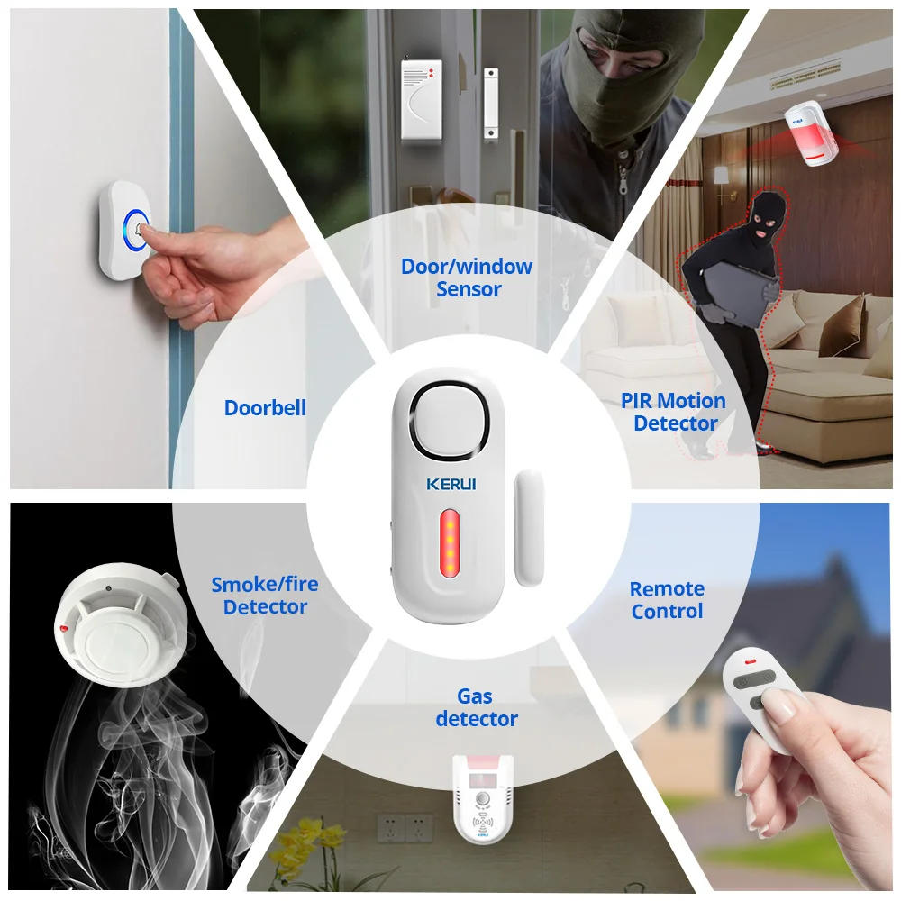 KERUI 120DB Security Wireless Door Window Entry Burglar Sensor