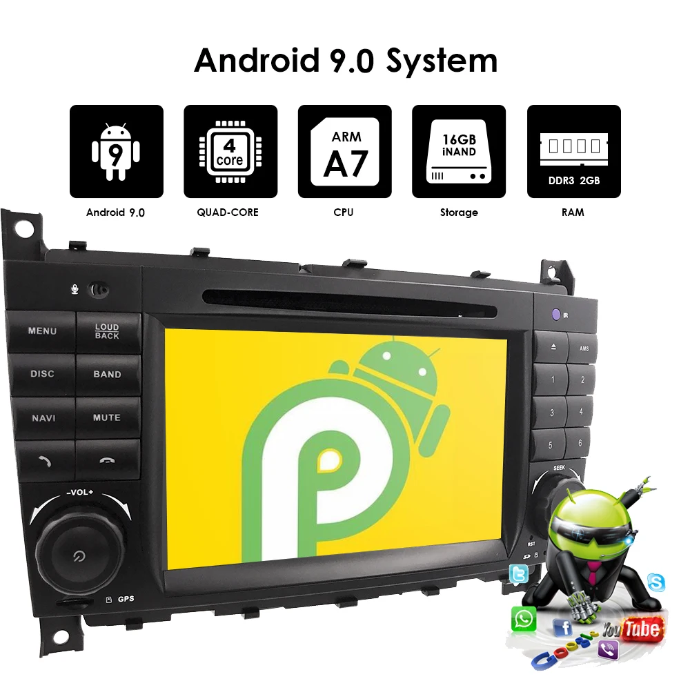 Sale 2 Din Android 9.0 GPS Multimedia Car Radio For MercedesCL Mercedes Benz-Class w203 ,MercedesCL Mercedes Benz CLC Class screen Na 4