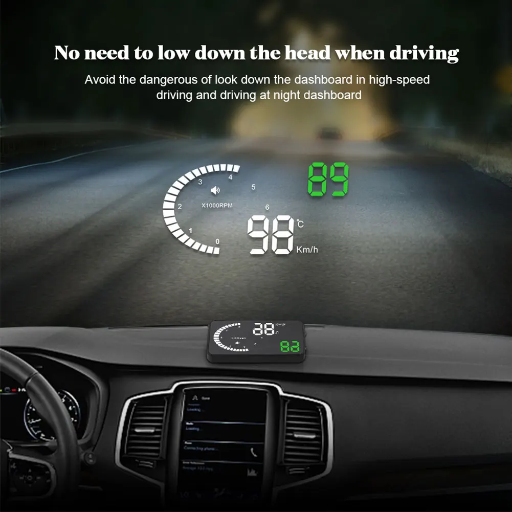  Zubehör Head Up Display OBD2 Universal Überdrehzahl Warnung HD Auto GPS Navigation Windschutzscheib