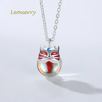 

Leouerry S925 Silver Original Design Mysterlous Mask Necklace Creative Crystal Moonstone Necklaces for Women Fine Jewelry