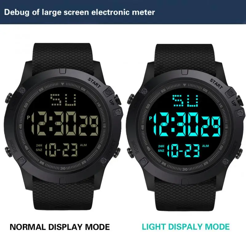 HONHX Fashion Outdoor Sport Waterproof Watch Men Multifunction Digital  Stopwatch Men Military Wristwatch LED Digital