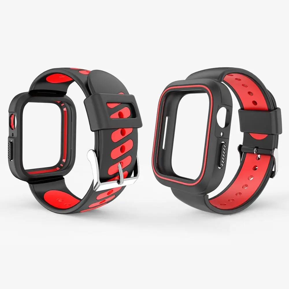Ремешок для часов Apple watch 44 мм 40 мм 42 мм 38 мм ремешок для часов iWatch Series 1 2 3 4 защитный чехол и браслет наручный ремень - Цвет ремешка: Black red