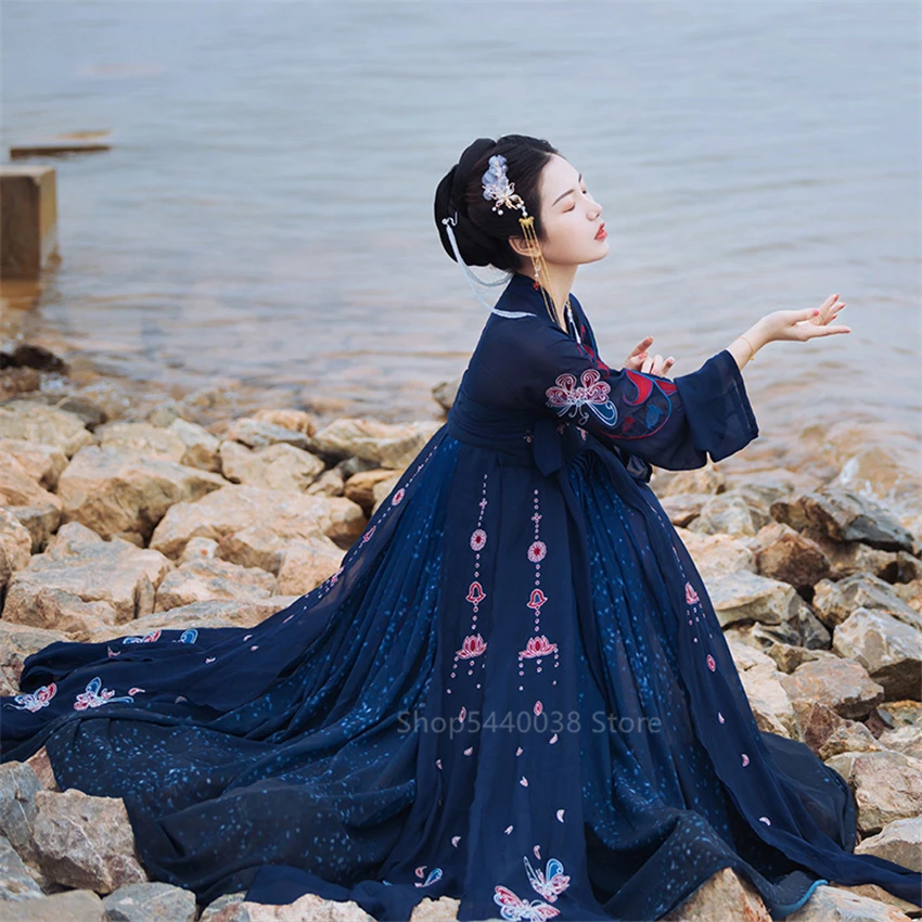 Женское платье Hanfu древние китайские народные танцевальные костюмы Восточный