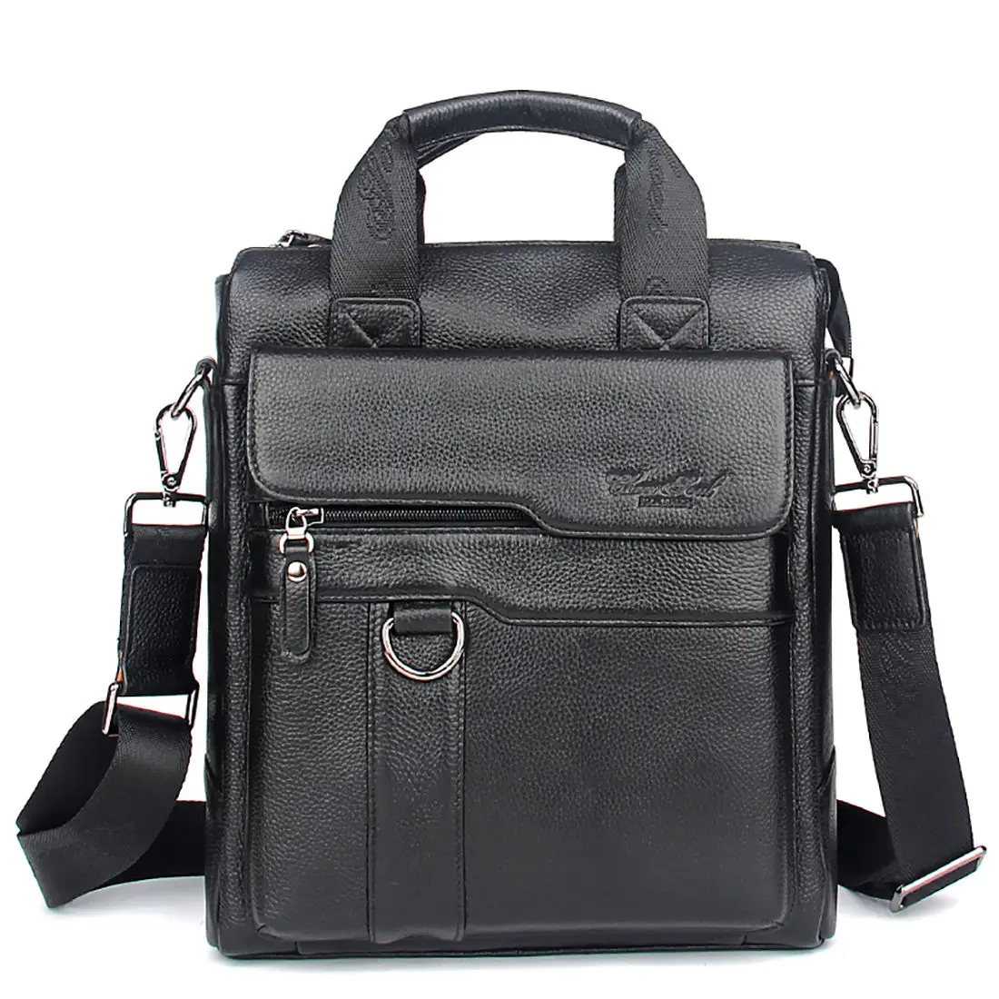 Натуральная кожаная мужская сумка, бизнес Портфели Повседневное сумка-мессенджер сумка через плечо сумки через плечо для женщин Офисные Сумки-тоут дорожная сумка для мужчин - Цвет: Black