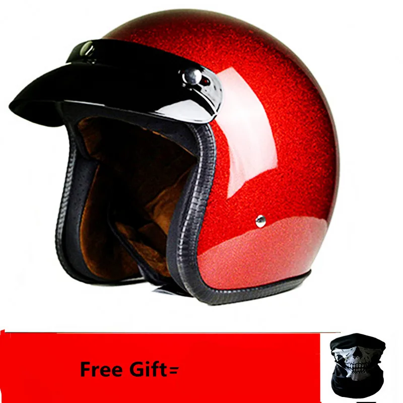 Золотой блестящий мотоциклетный шлем 3/4 с открытым лицом винтажный КАСКО мото скутер велосипедный шлем Ретро точка утвержденный шлем - Цвет: Brown lining