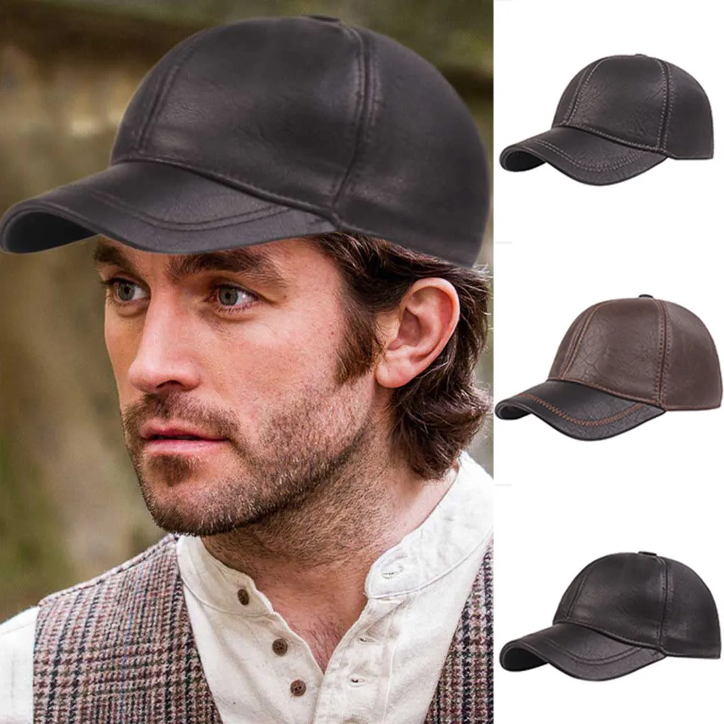 Натуральная кожа Newsboy Кепка Мужская Натуральная кожа зимняя шапка черный коричневый винтажная брендовая Кепка для среднего возраста для мужчин Зимняя кепка d5