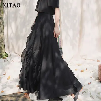 

XITAO High Waist Patchwork Ruffle Skirt Women Clothes 2020 Spring Fashion Hem Big Match All Loose Casual A Line Skirt ZLL4786