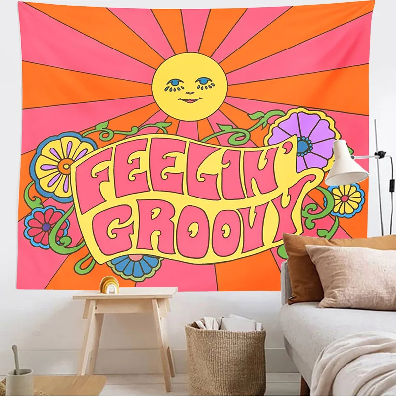 Tapestry Decorations 80s Aesthetic Tapestry Wall Hanging Colorful Sunshine Wall Decor Psychedelic Tapestry Decor Living Room Bedroom Bohemian Print