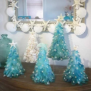 

Beautiful Green Pine Christmas Tree Unique Christmas Decoration Sea Beach Resin Christmas Tree Holiday Ornament FPing