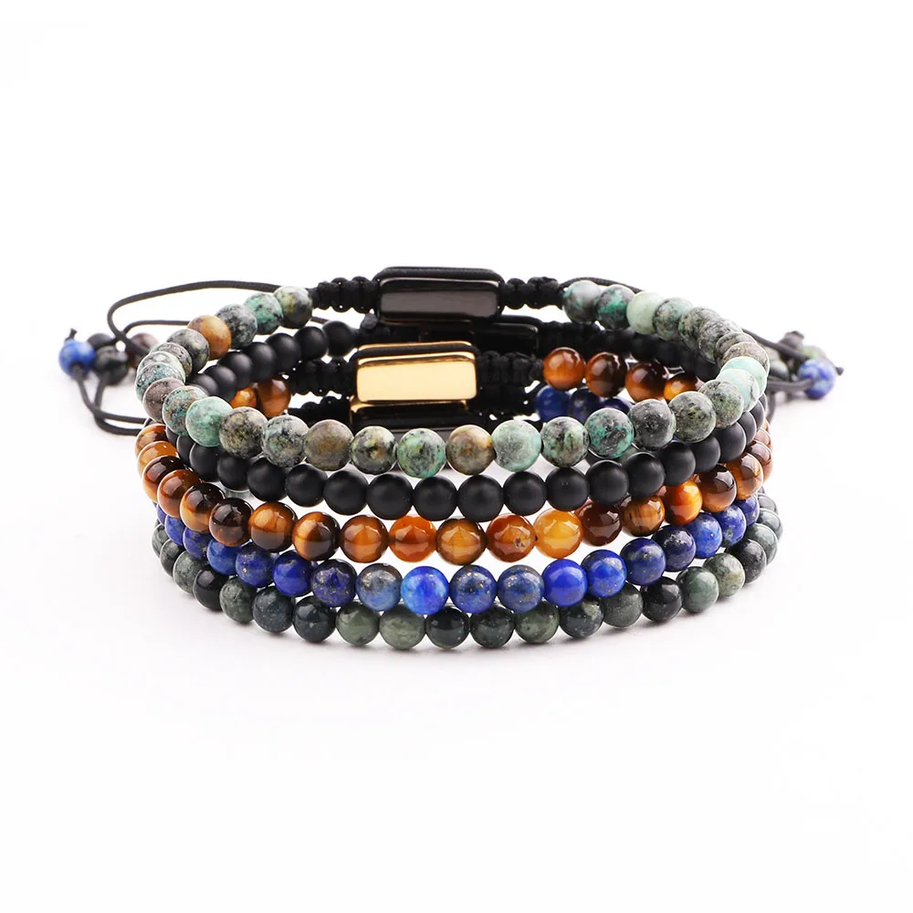 New Design Natural Stone Small Size Cute Beads Macrame Bracelet Men Jewelry Gift