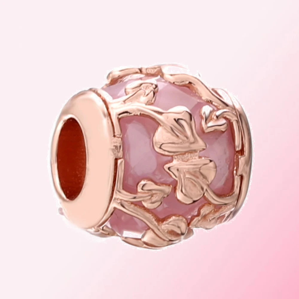 Billige 2019 herbst 100% 925 Sterling Silber Rose Rosa Dekorative Blätter Charme Fit DIY Armband frauen Mode Schmuck Kostenloser Versand