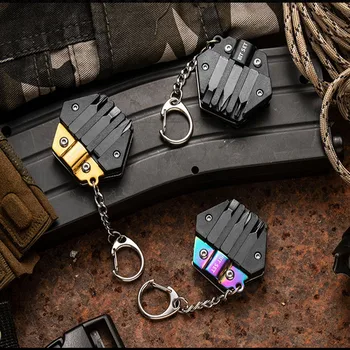 

New EDC Mini Pocket Outdoor Multifunction Screw Tool Keychain Pendant Folding Knife Survival Self Defense Tools Drop shipping