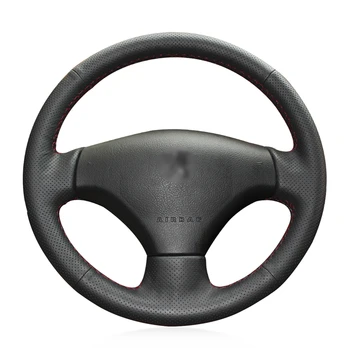 

Hand-stitched Black Artificial Leather Antu-slip Soft Comfortable Car Steering Wheel Cover for Peugeot 206 2007-2009 Peugeot 207