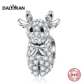 

DALARAN Animal 925 Sterling Silver CZ Christmas Elk Deer Charms Bead For Women Pandora Charms Silver 925 Original Fine Jewelry