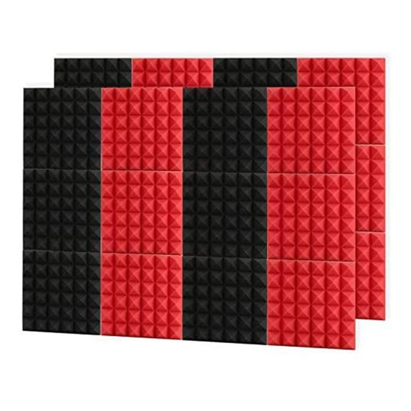 24 Pcs Acoustic Foam Panels Noise Reduction Wall Fire And Sound Insulation Pyramid Studio For Studios Etc | Спорт и развлечения