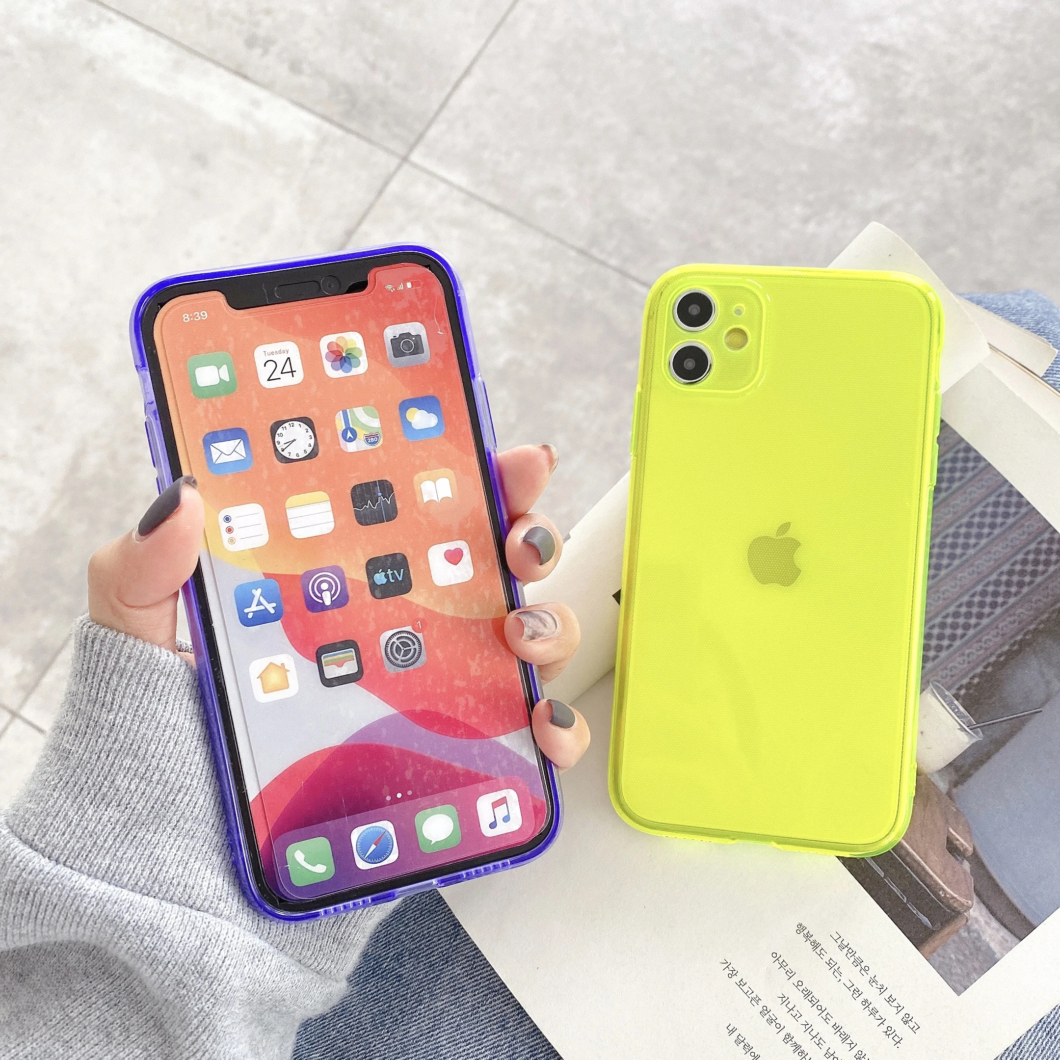 Флуоресцентный чехол для телефона с полной защитой камеры iPhone 11 Pro Max XR XS X 7 8 Plus