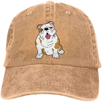 

Unisex Adults Vintage Washed Baseball Cap Adjustable Dad Hat - Bulldog Clipart Black