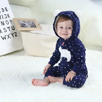 

Warm Long Sleeve Baby Rompers Jumpsuits Winter/Autumn Cartoon Polar Bear Fleece Jumpsuits Infant Boys Girls Newborn Clothes
