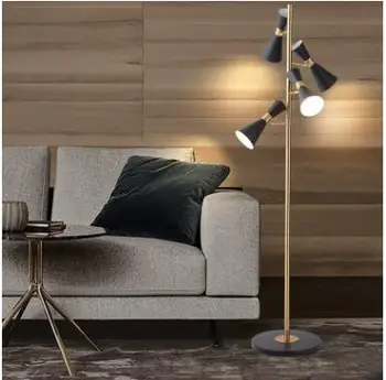 

Nordic simple living room LED sofa side lights creative black multi-headed bedroom study vertical table lamp ins floor lamp
