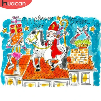

HUACAN 5D Diamond Painting Christmas New Arrivals Diamond Embroidery Santa Claus Mosaic House Craft Kit Handmade Gift