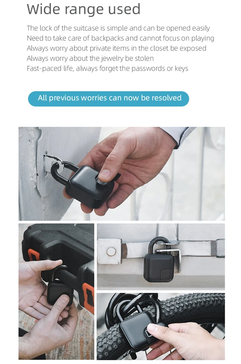 chamberlain remote Fingerprint Padlock Tuya Bluetooth Waterproof Smart Padlock Cabinet Lock Cabinet Lock Dormitory Anti-Theft Bag Luggage Lock keypad door access control systems