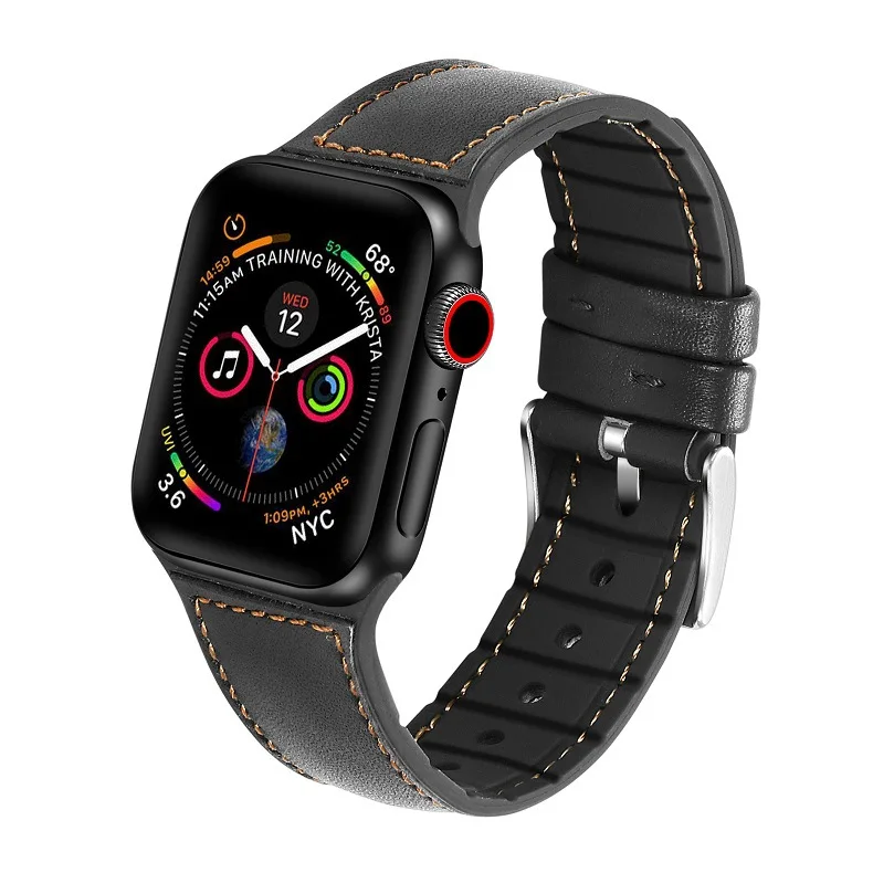 Ремешок для apple watch 5 ремешок 44 мм 40 мм кожа+ силикон correa apple wach 42 мм 38 мм iWatch series 5 4 3 2 1 браслет аксессуары