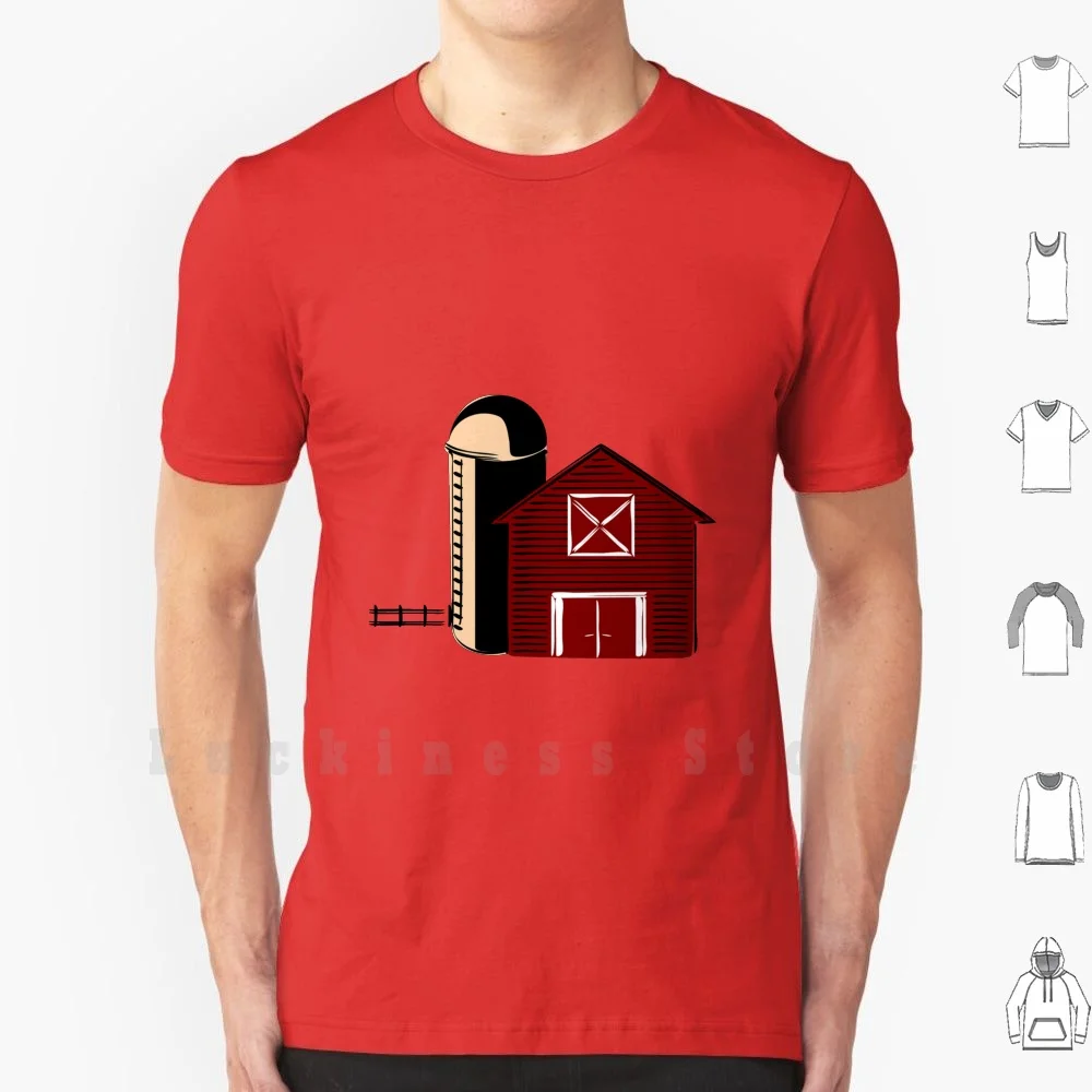 Fienile Con Silo T Shirt Stampa Per Uomo Cotone New Cool Tee Fienile Nero Fattoria Grano Contorno Silo Deposito Magazzino