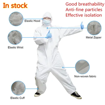 

Safety Non-Woven One-Piece Isolation Clothing With Cap, Disposable Medical Epidemic Prevention Protection Clothing
