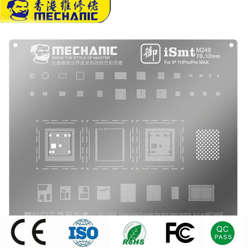 

Mechanic iSmt BGA IC Reballing Stencil 0.12MM Multi-Purpose for iphone 6 6P 6S 7 7P 8 8P X XS MAX 11 PRO MAX CPU NAND Steel Net