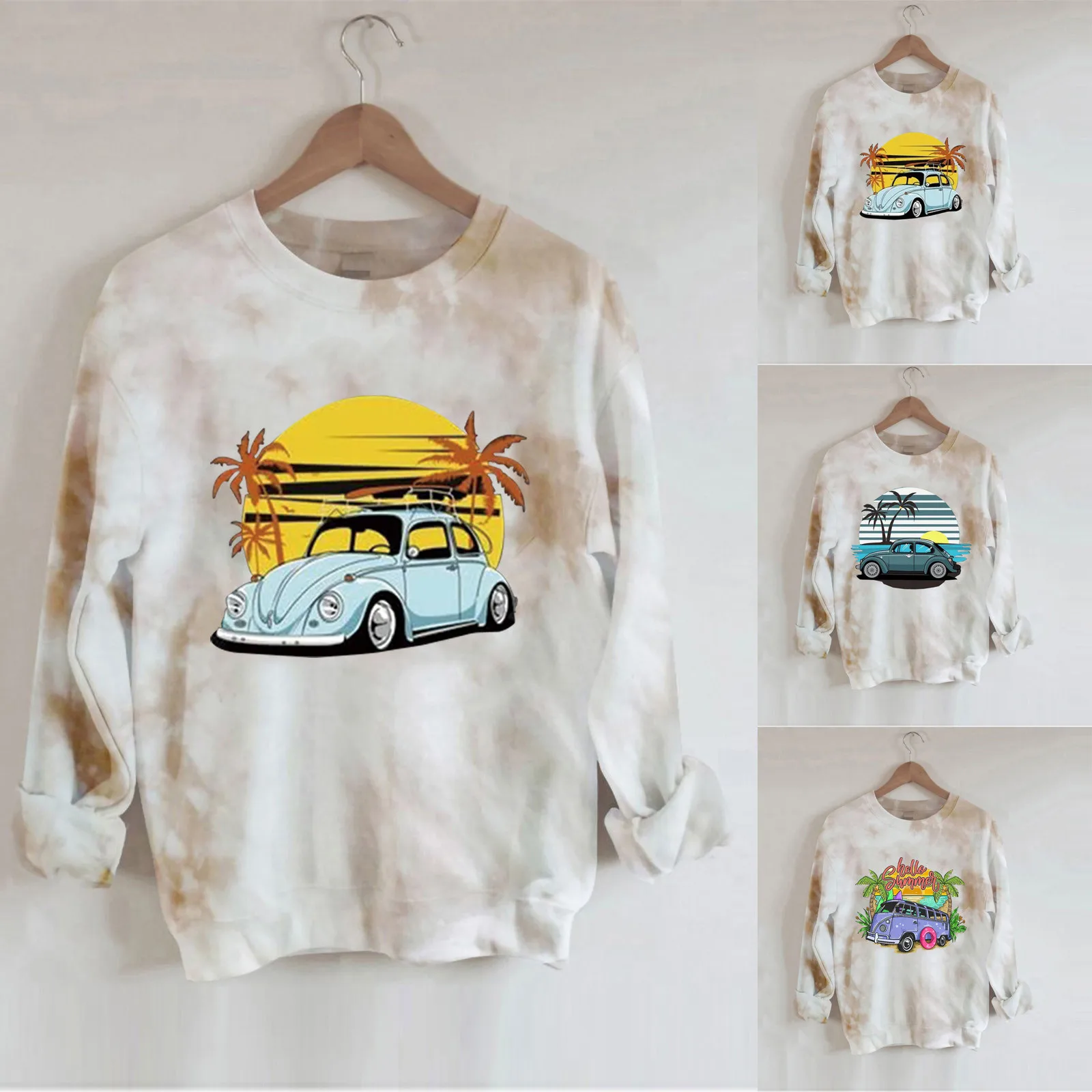 Women's Hoodie Loose Long-sleeved Top Sternum Print Short Curly Hooded Moletom Feminino Sudaderas Con Capucha Sweatshirt 3