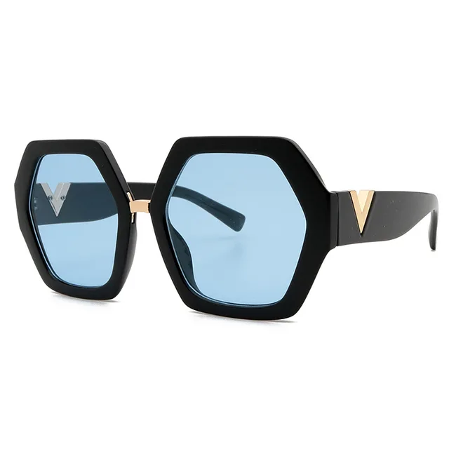 2021 Fashion Oversized Sunglasses Women UV400 Brand designer Rimless Metal Square Sun Glasses Female de sol Blue