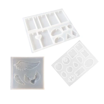

3 Pcs DIY Craft Jewelry Making Resin Casting Mould Silicone Pendant Mold, 1 Pcs Angel Wing Tools & 2 Pcs Mold with Hanging Hole